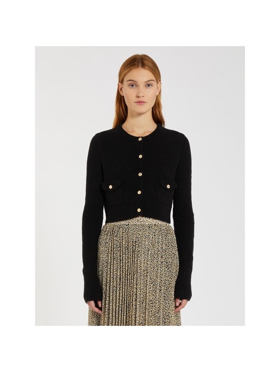 MARELLA Tops - MARELLA Elegant Black Crop Top with Gold Accents Retail $398